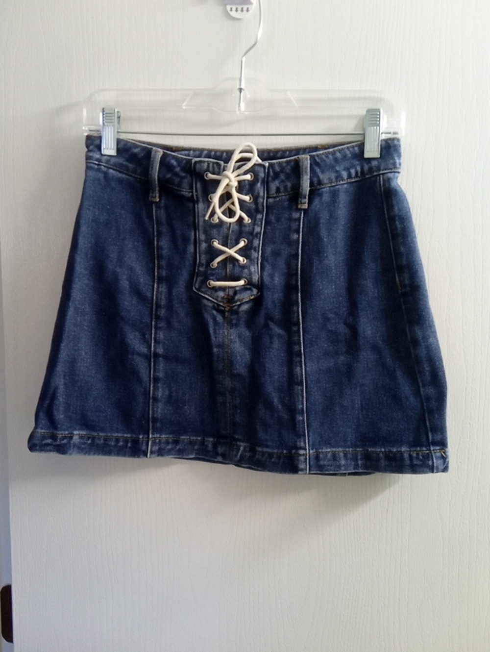 Kendall & Kylie Dark Blue Denim Lace-Up Mini Skirt